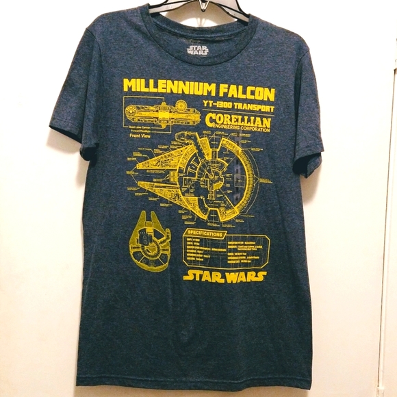 Disney NWT Star Wars Size M Millennium Falcon Schematics YT - 1300 Transplant T- - Picture 1 of 5